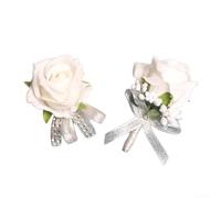 JGmotorfi Elegant Rose Corsages/Wristlets, Comfortable To Wear, For Bride, Groom Bridesmaids Wedding Party(white)