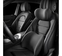 JGQFB Car Headrest and Lumbar Cushion for Ford Transit Custom, Headrest for Car Seat in Memory Foam, Breathable, Removable Cover,A/Black-Headrest and Lumbar Cushion