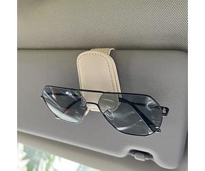 JGQFB Car Sunglass Holder for Land Rover Range Rove 5seats (L405), Multi-Functional Sun Visor Glasses Holder, Magnetic Leather Car Sunglasses Holder Clip,C/Beige