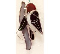 JGS Red-Headed Woodpecker Stained Glass Suncatcher