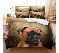 JGTQ Duvet Covers Super King Size Beds Animal dog boxer Bedding Set with Zipper Closure Microfiber Bedding Quilt Cover 2 Pillowcases for Children Kids Teens Adults 3D Printed 3PCS Set 220x260cm