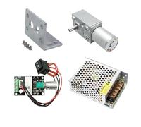 JGY370 DC 6V 12V 24V Worm Gear Reduction Motor+ Bracket+Speed+Controller+Power Supply Metal Gear Worm Turbo Gear Motor 1.2-25kg(12V 375RPM)