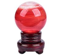 JgYiAngBq Red Crystal Ball, Beautiful Quartz with Stand for Meditation, Divination Sphere, Home Decoration, Feng Shui