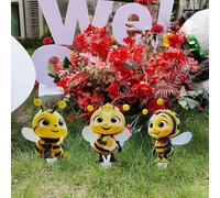 JGZTJXNK garden decoration 3 Pieces outdoor decorations 2D bee decorations，Ideal for gardens and lawns, as well as a gift for garden lovers