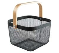 Jgzzmxuq Metal Mesh Basket, Multi-Functional Hanging Kitchen Baskets Fruit Basket with Handle for Kitchen Bathroom Picnic Black