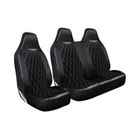 JH AUTOSTORES - FOR FORD TRANSIT CUSTOM 2013-2023 - QUILTED DIAMOND BLACK LEATHER FRONT DRIVER & PASSENGER SEAT COVERS SET HEAVY DUTY WATERPROOF SEAT PROTECTORS 2+1 SINGLE + DOUBLE 957