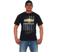 JH Design Group Men's Chevy Bow Tie Distressed American Flag T-Shirt - Black - XX-Large