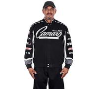 JH DESIGN GROUP Men's Chevy Camaro Collage Embroidered Cotton Twill Jacket, Black, S