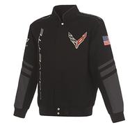 JH DESIGN GROUP Men's Chevy Corvette C8 Jacket an Embroidered Classic Twill Coat, Bsc1 Black, XL