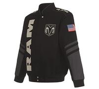JH DESIGN GROUP Men's Dodge RAM Jacket an Embroidered Classic Twill Coat, Black, Small
