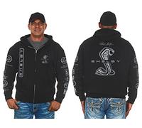 JH DESIGN GROUP Mens Ford Shelby Cobra Zip-Up Hoodie with Front & Back Emblems, Clg2-black, L