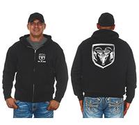 JH DESIGN GROUP Men's Herren Kapuzenpullover Dodge Ram Zip-up Schwarz Sweatshirt Hooded, Black, L