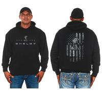JH DESIGN GROUP Men's Shelby Cobra Ford Pullover Hoodie American Flag 2 Sided Sweatshirt, Black, XL