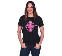 JH DESIGN GROUP Women's Ford Mustang Classic Emblem T-Shirt in 5 Colors, Black-pink, XXL