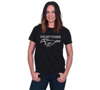 JH DESIGN GROUP Women's Ford Mustang Classic Emblem T-Shirt in 5 Colors, Silver Foil, XL