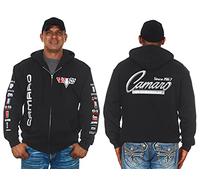 JH Design Men's Chevy Camaro Zip Up Hoodie Black Sweatshirt All Over Print Sm-3x, Clg2-black, L