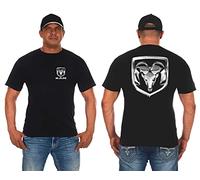 JH Design Men's Dodge Ram Logo T-Shirt Short Sleeve Black Shirt - Black - XL