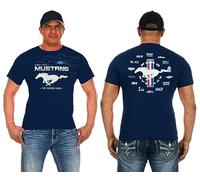 JH Design Men's Ford Mustang Collage Short Sleeve Crew Neck T-Shirt in 4 Colors, Navy, S