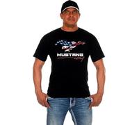 JH Design Men's Ford Mustang USA T-Shirt Short Sleeve Crew Neck Shirt, Black, S