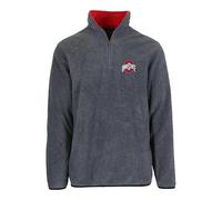 JH DESIGN Men's Ohio State Buckeyes Quarter Zip Fleece Pullover Long Sleeve Shirt, Gray, XL