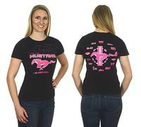 JH Design Women's Ford Mustang T-Shirt's in 3 Styles Short Sleeve Crew Neck Shirts, Clg4-black/Pink, XXL