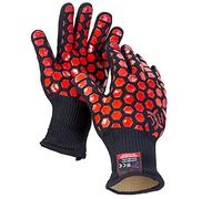 JH H01301 Heat Resistant Oven Gloves:EN407 Certified Withstand 932 °F, Double Layers Silicone Coating, BBQ Gloves & Oven Mitts For Cooking, Kitchen, Baking, Fireplace, Grilling, 1 Pair, Standard Cuff