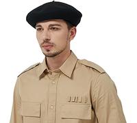 JH JOEJERRY Wool French Beret Hat Men Beret Cap for Women Large Military Beret, Black, 7 1/4-7 1/2