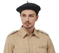JH JOEJERRY Wool French Beret Hat Men Beret Cap for Women Large Military Beret, Dark Grey, 7 1/4-7 1/2