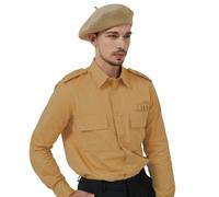 JH JOEJERRY Wool French Beret Hat Men Beret Cap for Women Large Military Beret, Khaki, 7 1/4-7 1/2