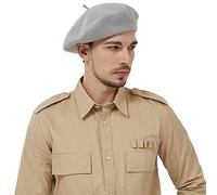 JH JOEJERRY Wool French Beret Hat Men Beret Cap for Women Large Military Beret, Light Grey, 7 1/4-7 1/2
