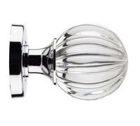 JH5202-SC - Glass Mortice Door Knob Set - "Pumpkin" Style - Glass And Satin Chrome