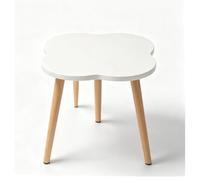JHAISMAO Cloud-Shaped Side Table, Small End Table With Natural Wood Legs, 40cm Modern White Bedside Table, Curved Rounded Edge Accent Table For Living Room(Size:40x52cm,Color:White)