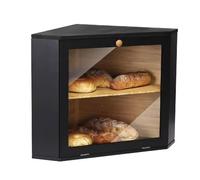 JHAISMAO Corner Bread Box For Kitchen Countertop Leader Accessories Corner Bread Bin Bamboo Two-Layer Bread Box With Extra Storage(Size:12.6x12.6x13.4 in)