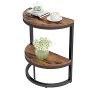 JHAISMAO Half Round End Table, With Metal Frame, 2-Tier Narrow Side Table Half Circle Table, Half Moon Small Coffee Accent Table Bedside Table For Living Room, Bedroom(Size:50x25x60cm)
