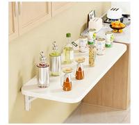 JHAISMAO Heavy Duty Wall Mounted Folding Table Fold Down Desk With Metal Brackets Supports Up To 80kg Space Saving Station For Home Office, Kitchen, Garage, Utility Room(Size:80x20cm,Color:White)