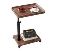 JHAISMAO Height Adjustable Side Table C Shaped Side Table, 360°Swivel Couch Table With Wheels, Modern Small Coffee Table End Table For Living Room Bedroom Balcony Patio(Size:40X30X45~80cm)