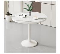 JHAISMAO Kitchen Dining Table Round 75cm Modern High Gloss Snow Mountain White MDF Top Dinner Tables With Round Pedestal Base For Home Coffee Shop Restaurant(Size:80CM,Color:B)