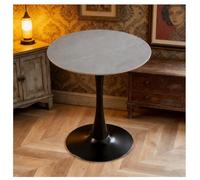 JHAISMAO Modern Round Tulip Dining Table For 4 Mid-Century Style Kitchen Table With Sturdy Metal Pedestal Base, Perfect For Small Space, Breakfast Nook, Bistro, And Cafe(Size:60x60x74cm,Color:gray)