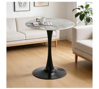 JHAISMAO Modern Round Tulip Dining Table For 4 Mid-Century Style Kitchen Table With Sturdy Metal Pedestal Base, Perfect For Small Space, Breakfast Nook, Bistro, And Cafe(Size:60x60x74cm,Color:A)