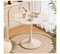 JHAISMAO Modern Round White Flowers Colored Top Table Simple Leisure Dining Table Nordic Coffee Table Milk Tea Negotiate Table Tulip Balcony Small Round Table And Chairs(Size:70cm,Color:white)