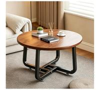 JHAISMAO Round Coffee Table For Floor Sitting, Small Rustic Wood Top With Sturdy Metal Frame, Minimalist Side Table For Couch, Versatile Desk Tablet For Office & Farmhouse Decor(Size:50x37cm,Color:A)