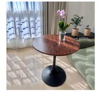 JHAISMAO Round Walnut Color Colored Top Small Medium Kitchen Table With Black Metal Legs Dining Room Office And Lounge Furniture(Size:60x60x72cm)