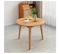 JHAISMAO Round Wooden Dining Table Natural Kitchen Dinner Table Mid Century Modern Malaysian Oak Kitchen Table With Solid Wood Leg For Small Spaces(Size:70x75cm,Color:natural color)