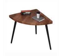 JHAISMAO Small Round Coffee & Tea Table With Black Metal Triangle Legs, Industrial Style End Table For Living Room, Office, Waiting Reception, MDF Wooden Tabletop Under Sofa(Size:50x48cm,Color:brown)