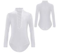 Jhaoyu Boys' Team Basic Dance Tops Gymnastics Leotard Ballroom Latin Salsa Dancing Shirt Tank Ballet Unitard White 11-12 Years