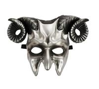 Jhaoyu Devil Goat Skull Mask 3D Halloween Mask for Party Silver One Size