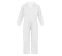Jhaoyu Kids Boys Long Sleeve Overall Mechanic Jumpsuit Workwear Halloween Cosplay Dress Up Ivory 5-6 Years