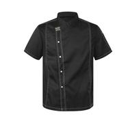 Jhaoyu Mens Womens Professional Chef Jacket Short Sleeve Chef Coat Hotel Restaurant Kitchen Uniform Workwear Black Short Sleeve XXL