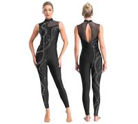 Jhaoyu Women Full Body Unitards Figure Skating Jumpsuit Gymnastics Leotard Sleeveless Bodysuit Catsuit Black S