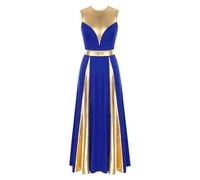 Jhaoyu Women Praise Dance Dress Robe Sleeveless Round Neck Liturgical Worship Lyrical Costume Blue M
